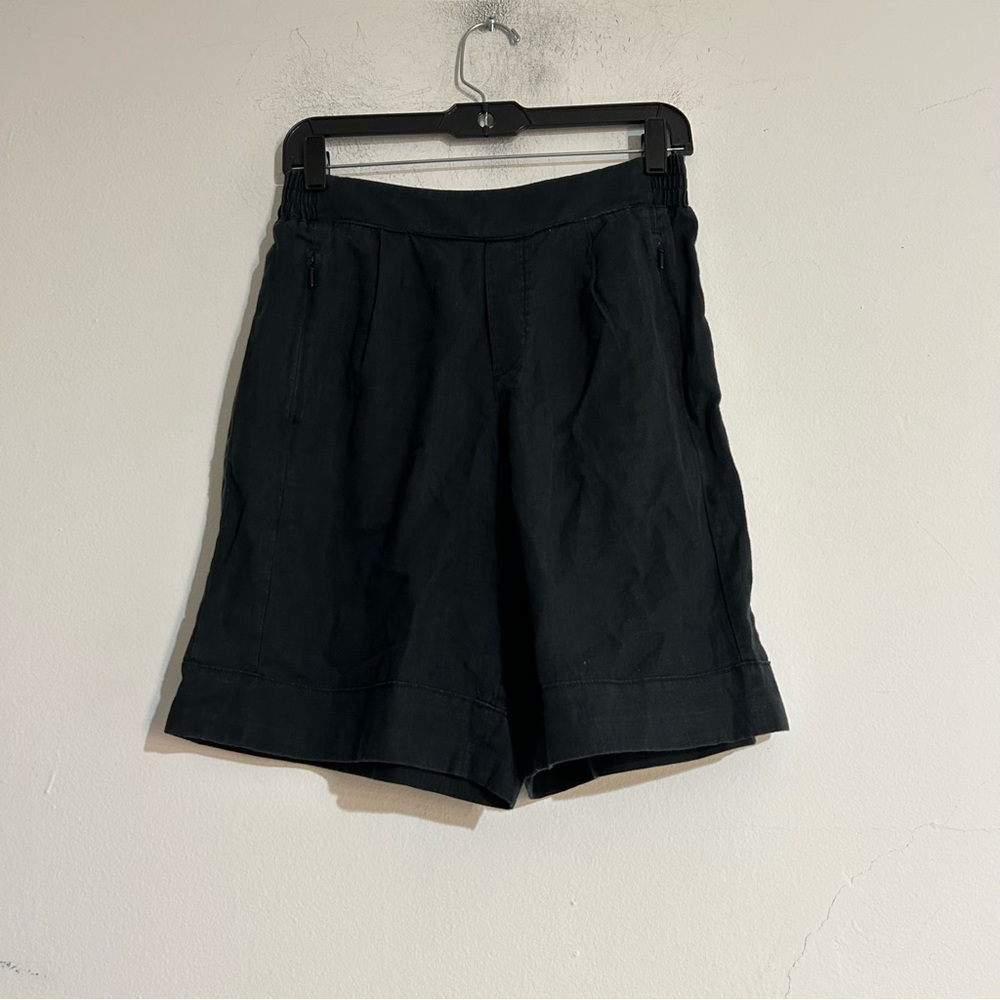 Athleta Playa Linen Bermuda Shorts in Black Size 4 Coastal Beach Summer Casual